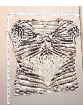 Worthington Petite Stretch Patterned Short Sleeve Top PXL